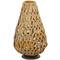 19" Light Brown Plastic Rattan Handmade Candle Lantern with Wrapped Zig Zag Design